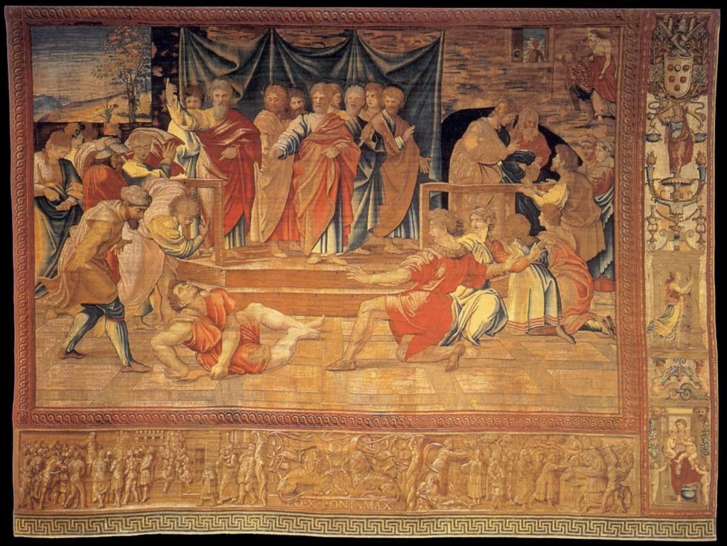 The Death of Ananias in Tapestry Form